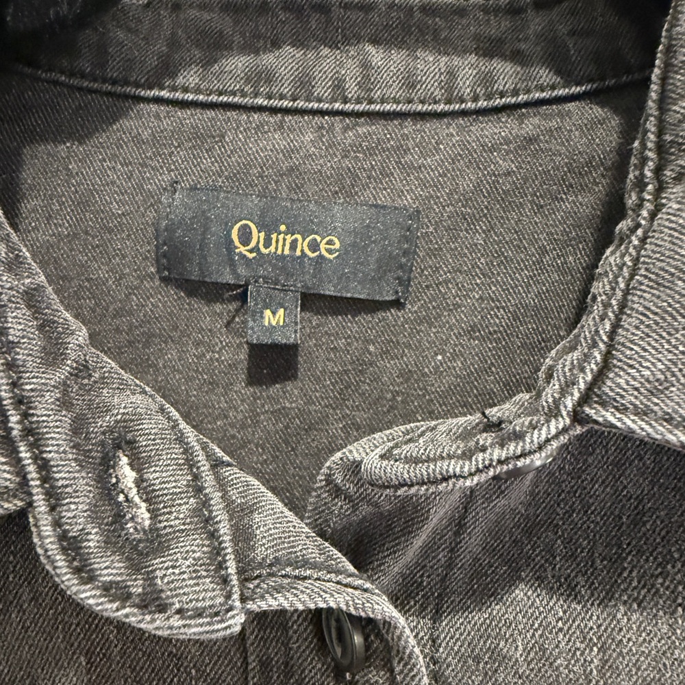 Distressed Denim Button Down, Black - image 3